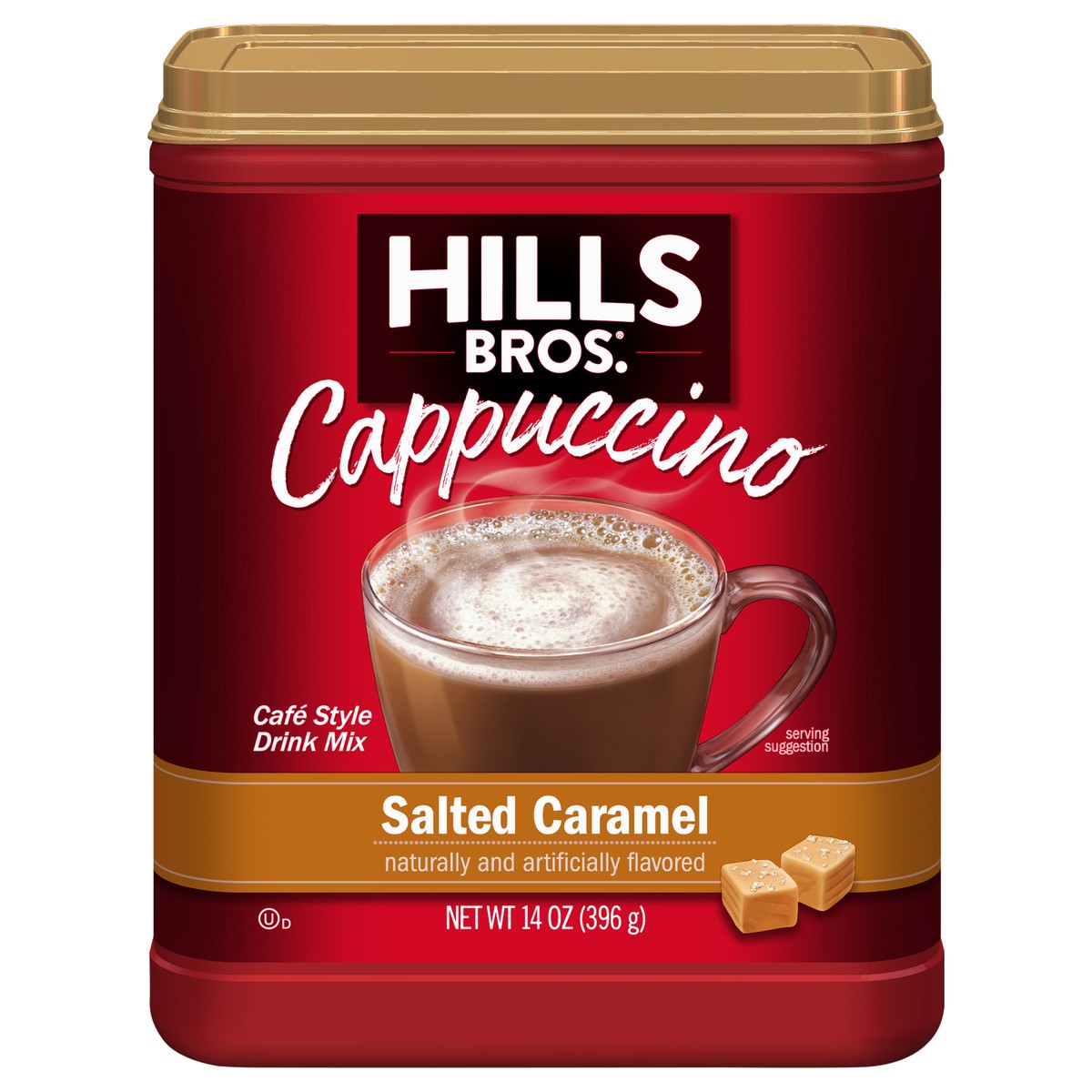 slide 1 of 9, Hills Bros. Cappuccino Cafe Style Salted Caramel Drink Mix - 14 oz, 14 oz