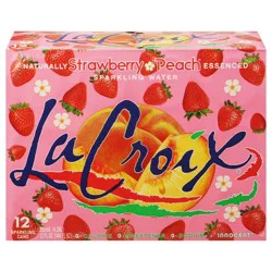La Croix Strawberry Peach Sparkling Water 12 - 355 ml Cans