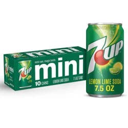 7UP Lemon Lime Soda, 7.5 fl oz mini cans, 10 pack
