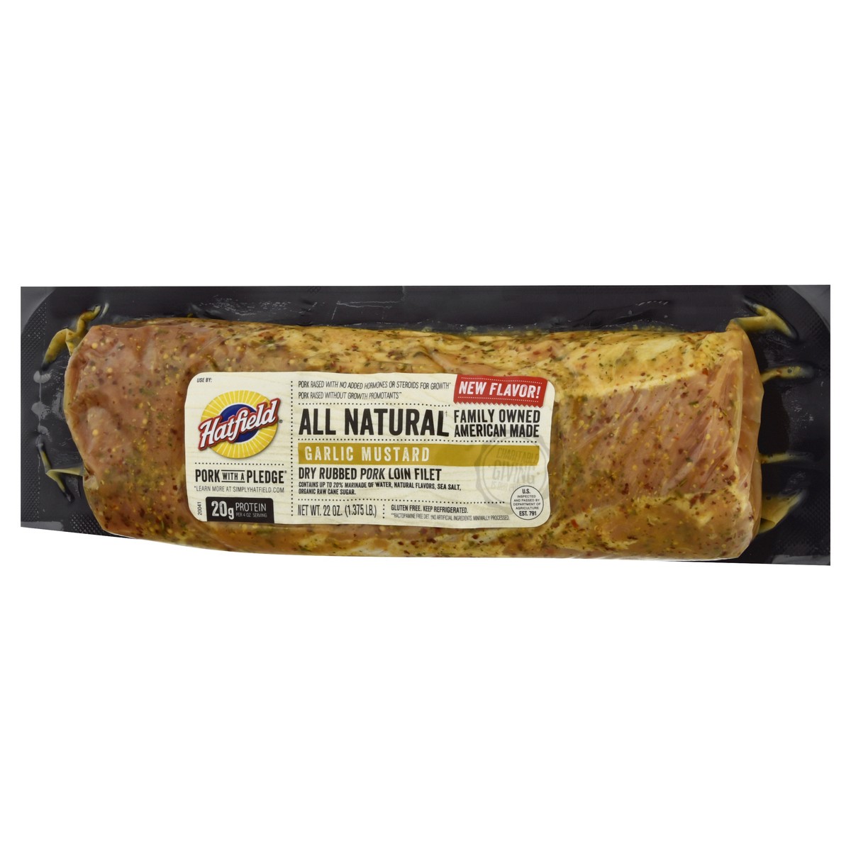 slide 6 of 10, Hatfield Pork Loin Filet, Garlic Mustard, Dry Rubbed, 22 oz