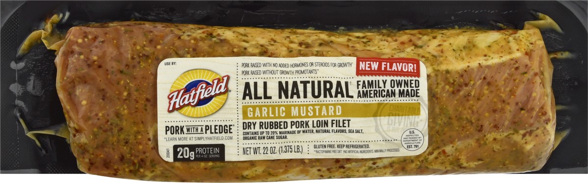 slide 4 of 10, Hatfield Pork Loin Filet, Garlic Mustard, Dry Rubbed, 22 oz