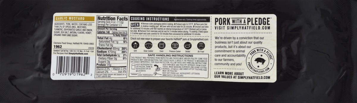 slide 10 of 10, Hatfield Pork Loin Filet, Garlic Mustard, Dry Rubbed, 22 oz