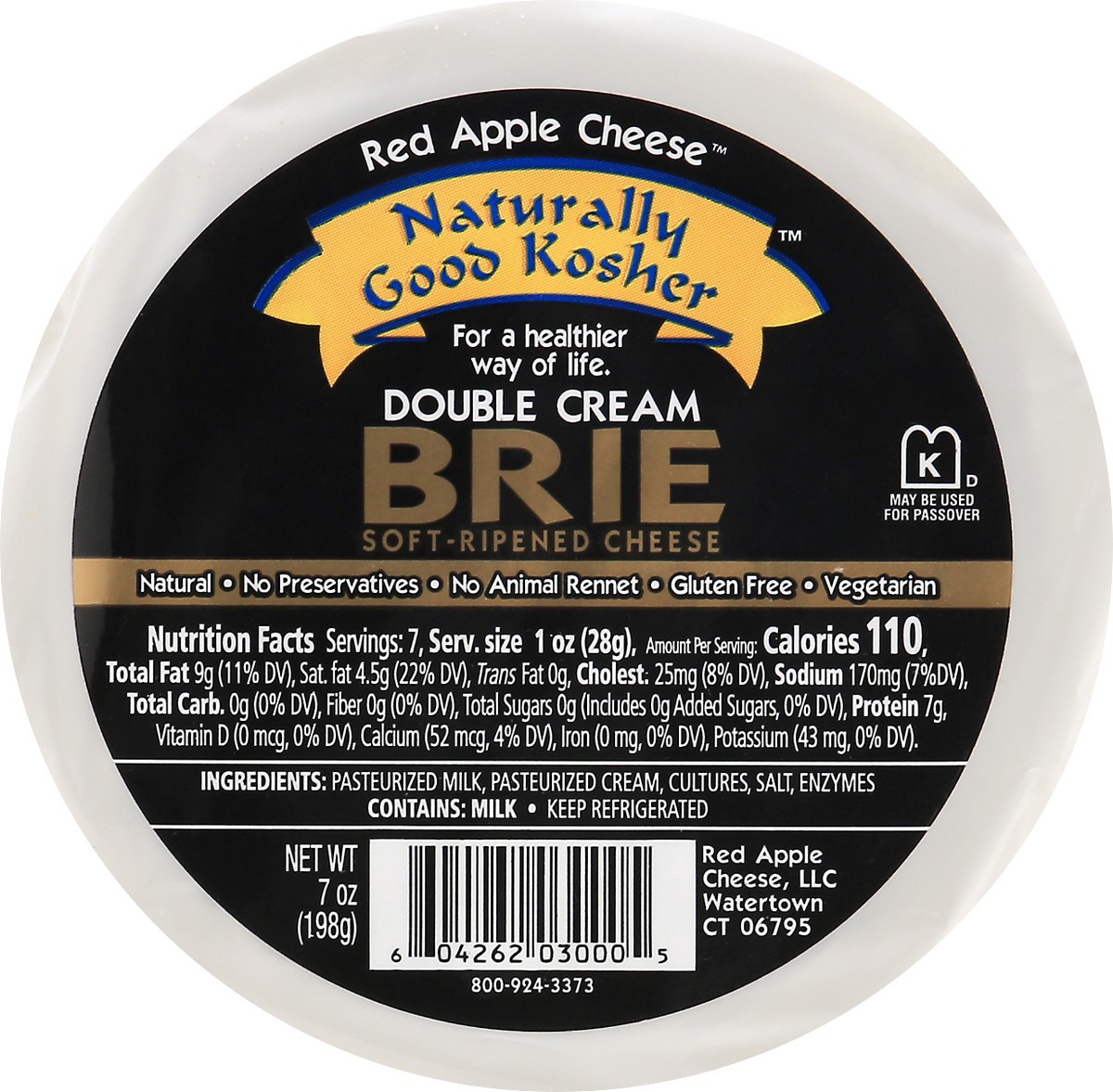 slide 12 of 13, Naturally Good Kosher Double Cream Brie Wheel, 7 oz