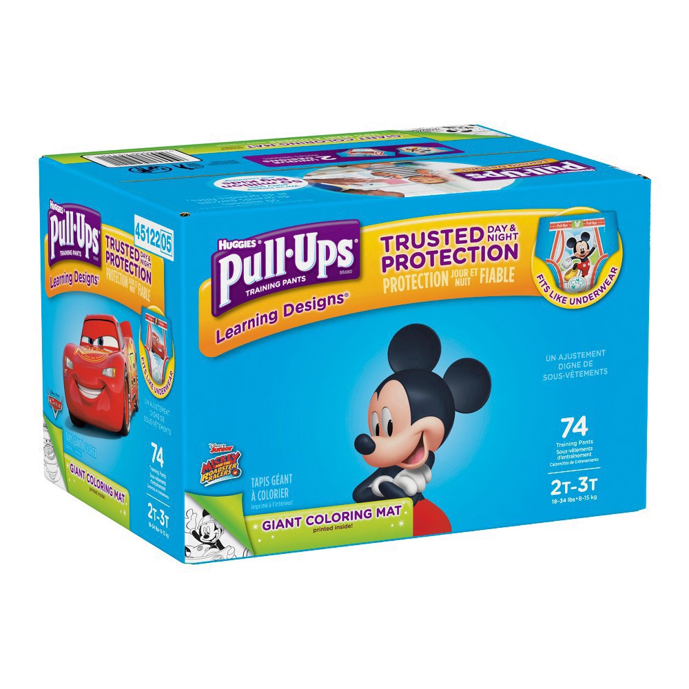 slide 3 of 22, Pull-Ups Boys' Potty Training Pants, 2T-3T (16-34 lbs), 74 Count, 74 ct