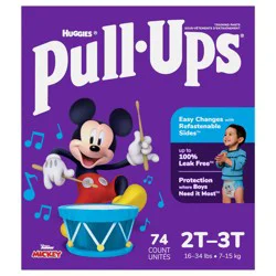 Pull-Ups Boys' Potty Training Pants, 2T-3T (16-34 lbs), 74 Ct