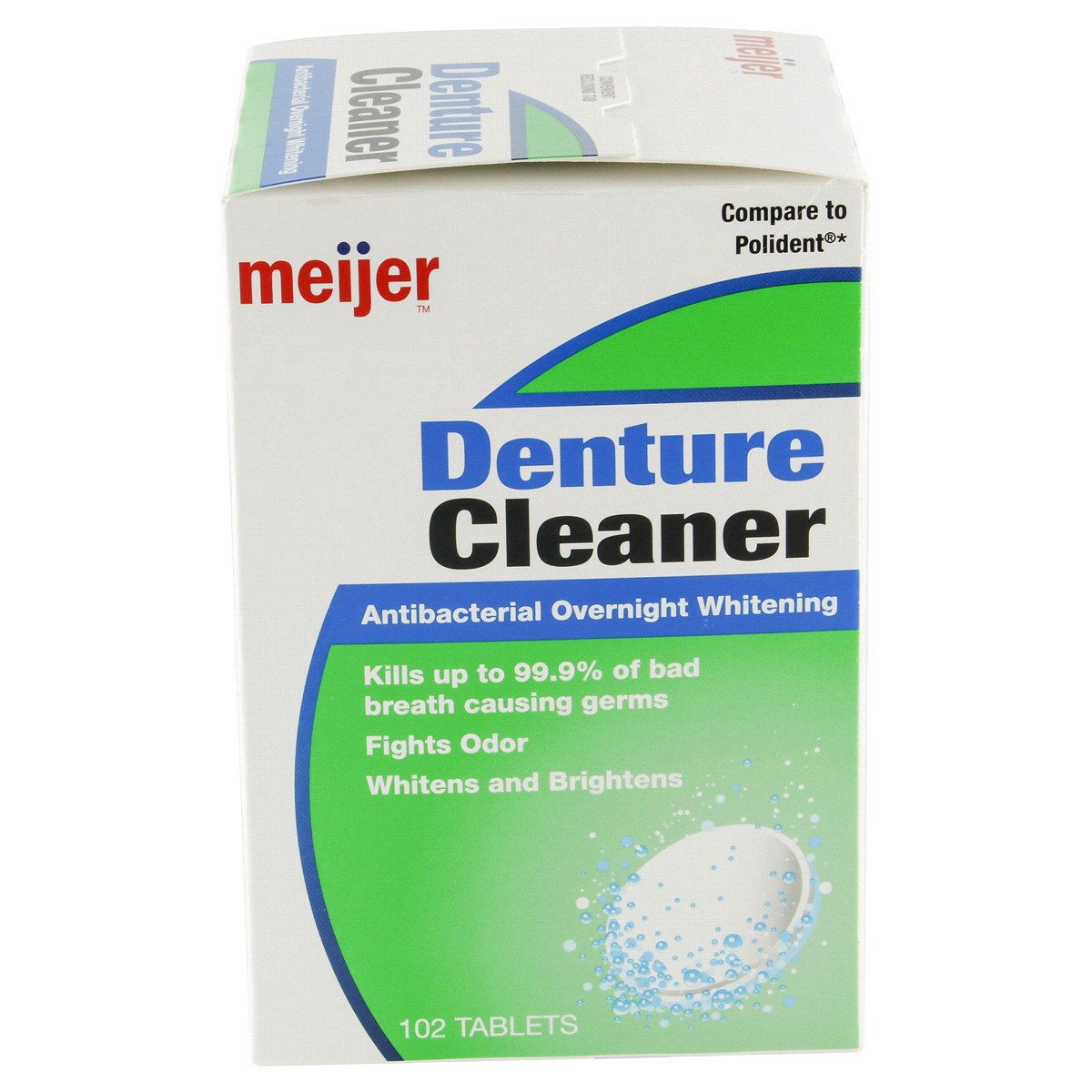 slide 17 of 21, Meijer Antibacterial Overnight Denture Cleaner Tablets, Whitening, 102 ct