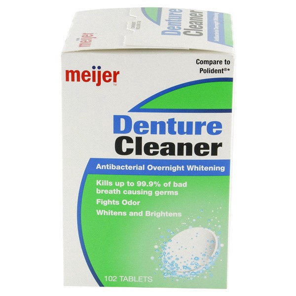 slide 4 of 21, Meijer Antibacterial Overnight Denture Cleaner Tablets, Whitening, 102 ct