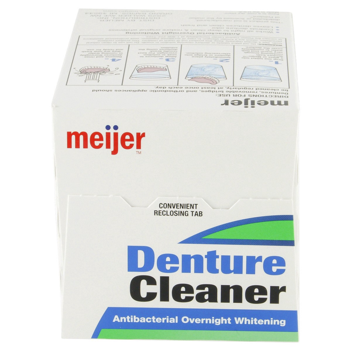 slide 9 of 21, Meijer Antibacterial Overnight Denture Cleaner Tablets, Whitening, 102 ct