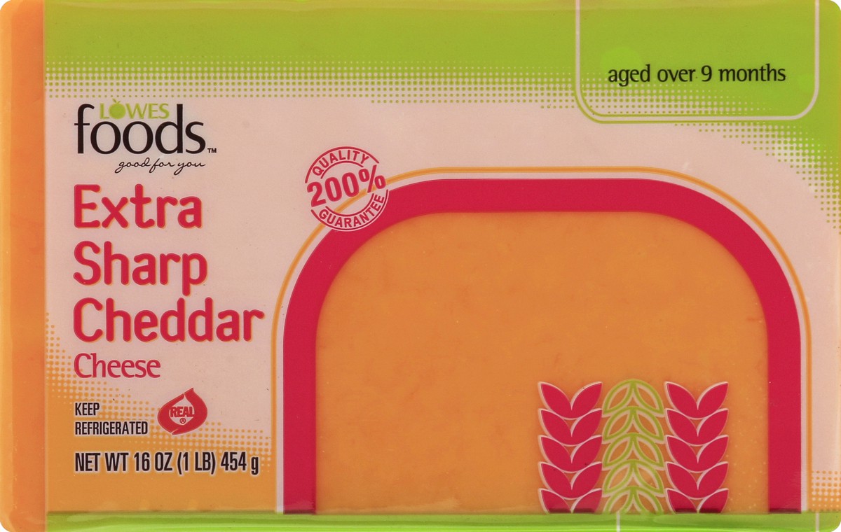 slide 5 of 5, Lowes Foods Extra Sharp Cheddar Cheese Chunk, 16 oz