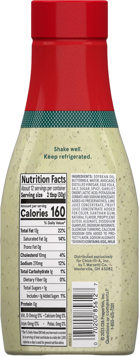 slide 4 of 9, Chick-fil-A Dressing, Avocado Lime Ranch, 12 oz