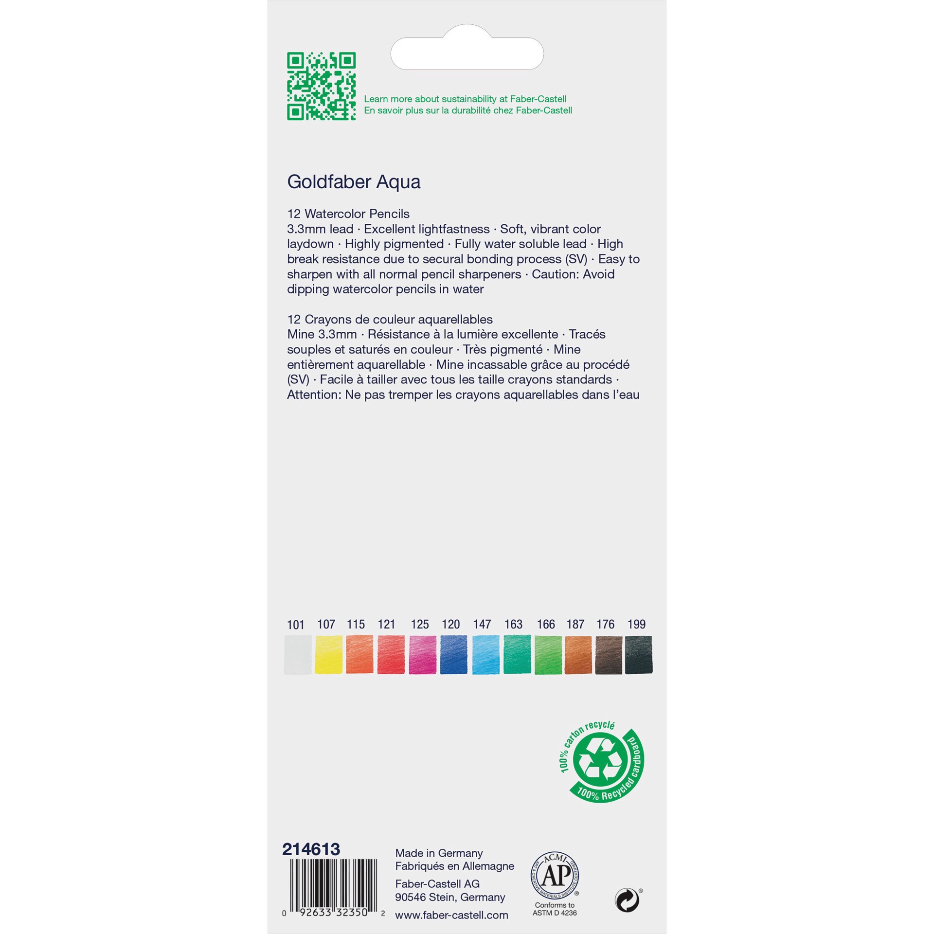 slide 6 of 7, Faber-Castell Goldfaber Aqua 12 Color Basic Watercolor Pencil Set, 3.3 mm