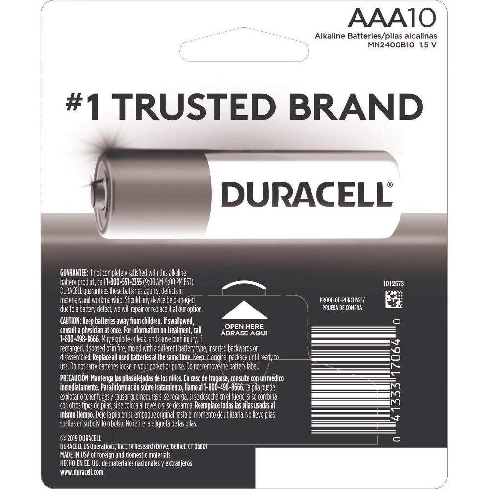 slide 8 of 8, Duracell CopperTop AAA Alkaline Batteries, 10 ct
