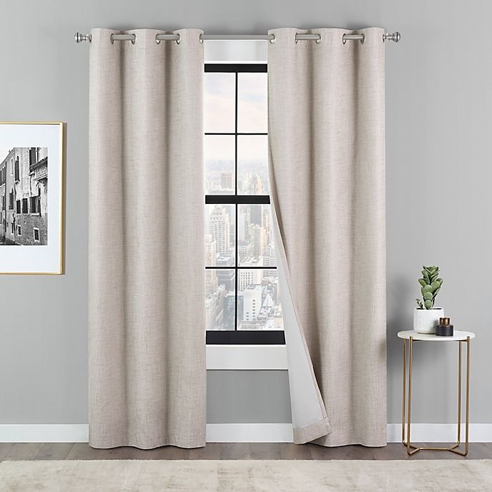 slide 1 of 8, Eclipse Dawson 63-Inch Grommet Blackout Window Curtain Panels - Linen, 2 ct