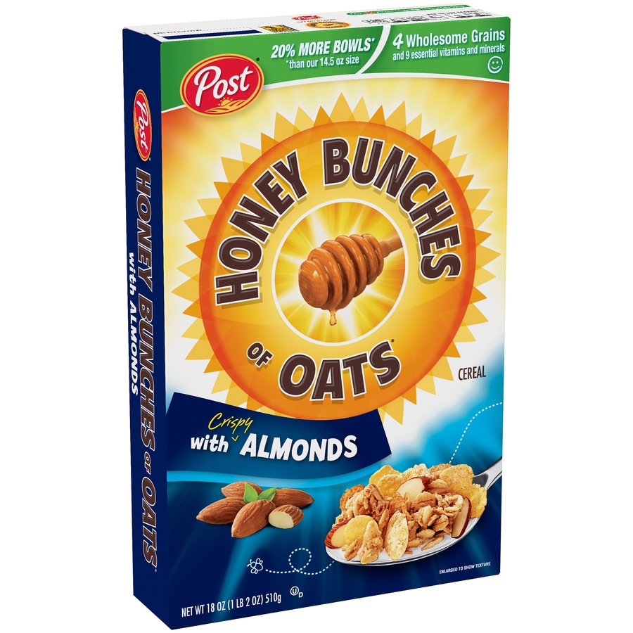 slide 2 of 3, Honey Bunches of Oats with Crispy Almonds Cereal, 18 oz