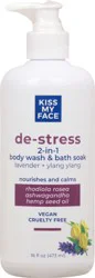 Kiss My Face De-Stress 2-in-1 Lavender + Ylang Ylang Body Wash & Bath Soak 16 fl oz