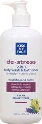 Kiss My Face De-Stress 2-in-1 Lavender + Ylang Ylang Body Wash & Bath Soak 16 fl oz