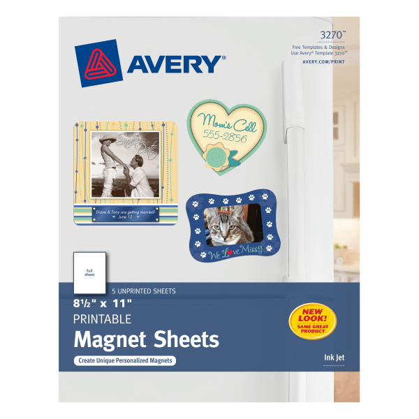 slide 1 of 6, Avery Inkjet Magnet Sheets, 5 ct