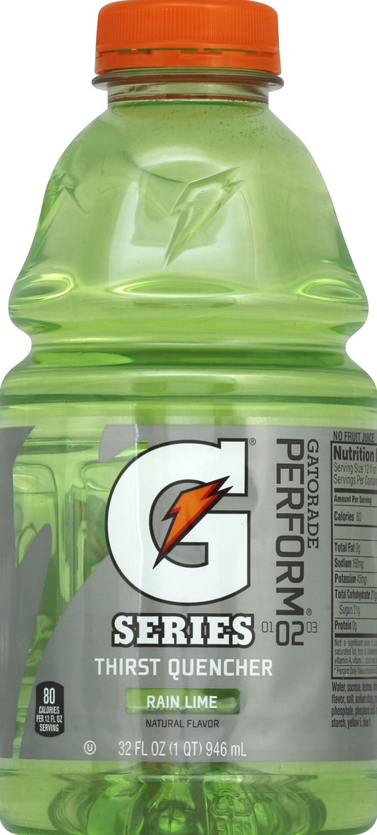 slide 4 of 5, Gatorade Thirst Quencher, 02 Perform, Rain Lime, 32 fl oz