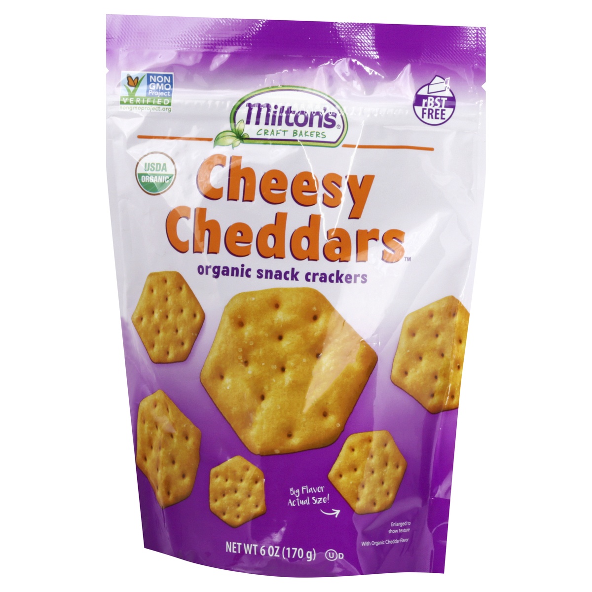 slide 3 of 11, Milton's Craft Bakers Organic Cheesy Cheddar Crackers, 6 oz