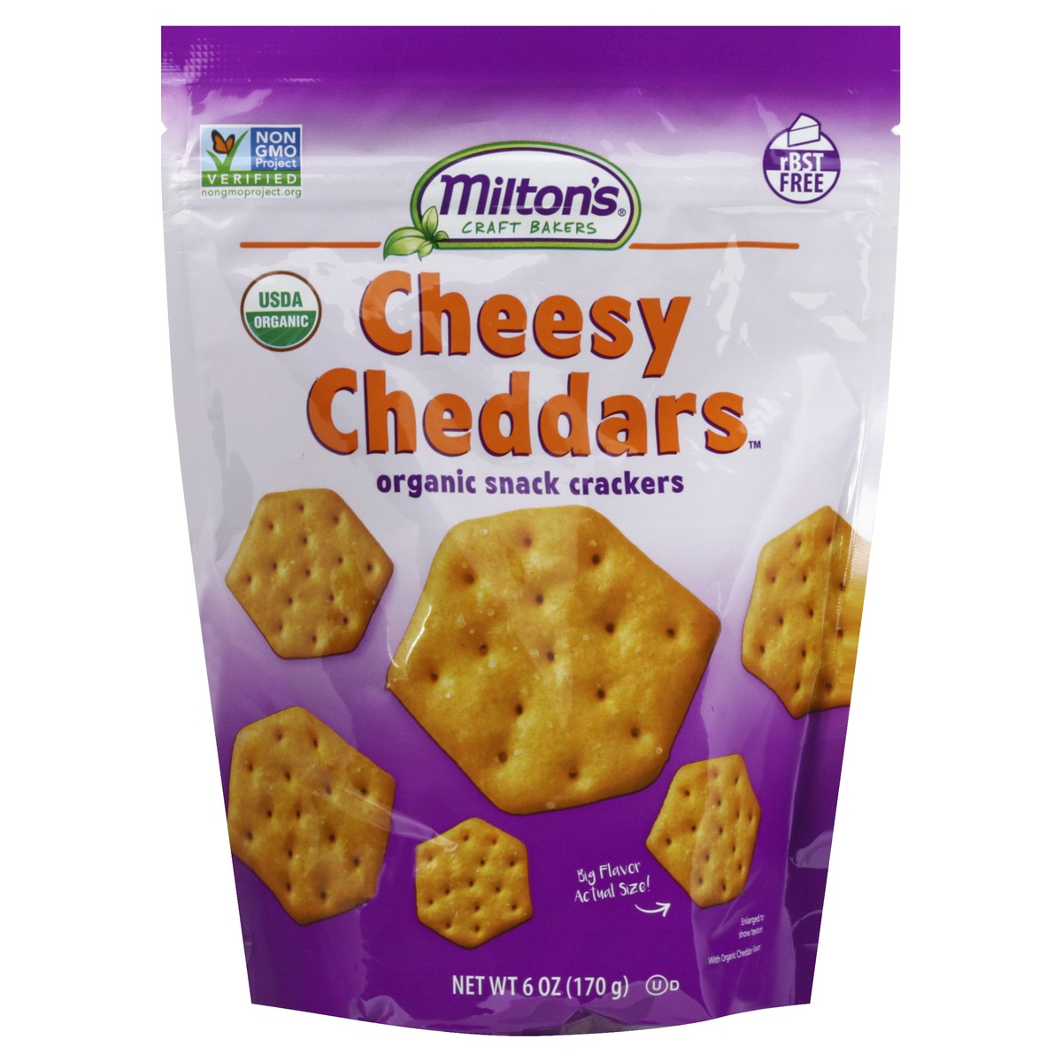 slide 1 of 11, Milton's Craft Bakers Organic Cheesy Cheddar Crackers, 6 oz