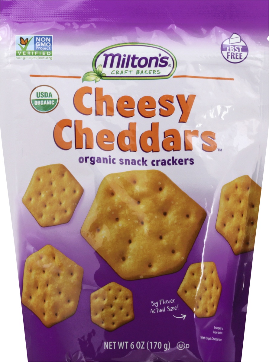 slide 9 of 11, Milton's Craft Bakers Organic Cheesy Cheddar Crackers, 6 oz