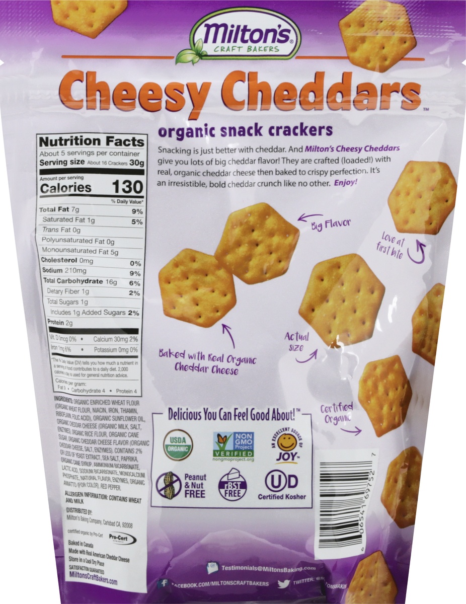 slide 10 of 11, Milton's Craft Bakers Organic Cheesy Cheddar Crackers, 6 oz