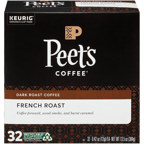 slide 1 of 9, Peet's Coffee, French Roast Dark Roast K-Cup Coffee Pods - 32ct Carton, 32 ct