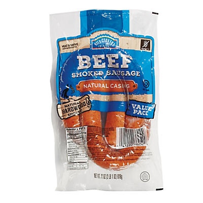 slide 1 of 1, Hill Country Fare Beef Smoked Sausage Value Pack, 33 oz