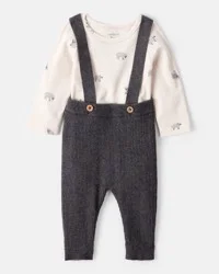 Carter's Carters Baby Boy Sheep Print Cotton Long-Sleeve Overall Set - White/Grey White/Grey 24M