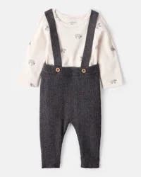 Carter's Carters Baby Boy Sheep Print Cotton Long-Sleeve Overall Set - White/Grey White/Grey 24M