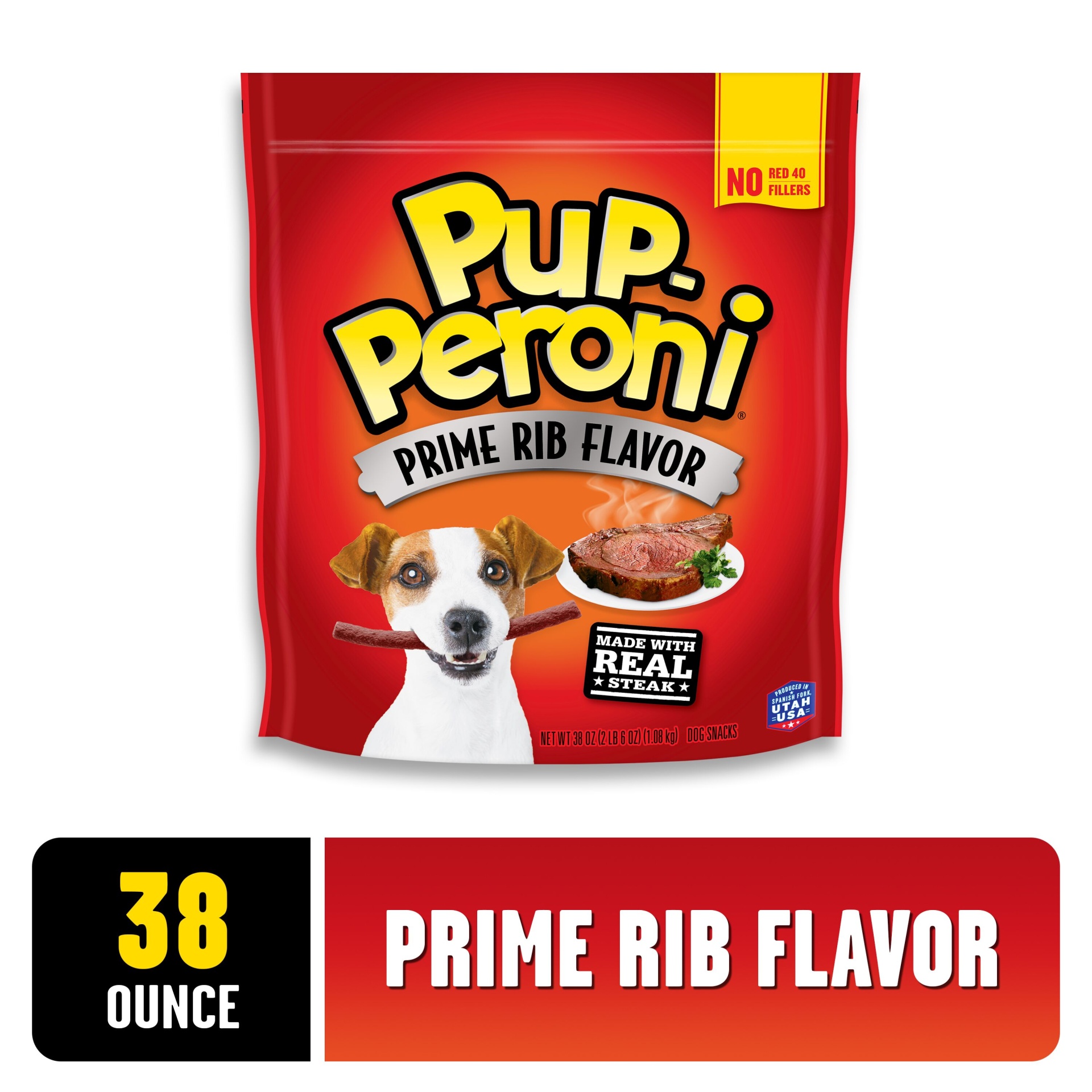 slide 1 of 4, Pup-Peroni Prime Rib Flavor Dog Snacks, 38 oz