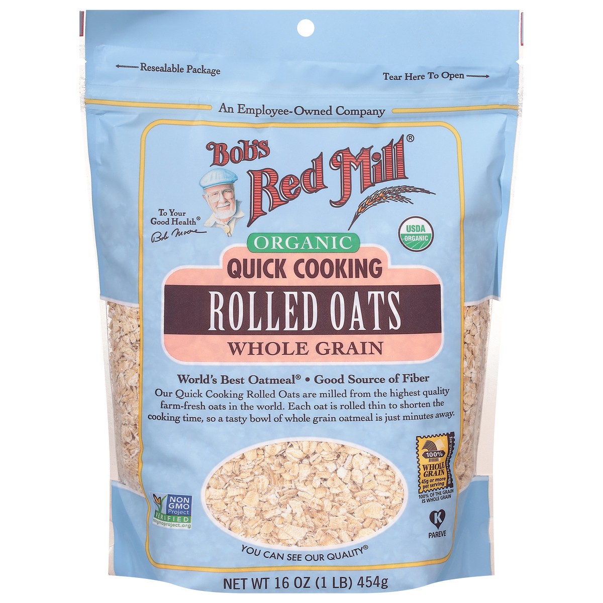 slide 1 of 9, Bob's Red Mill Rolled Oats Quick Cooking Organic, 16 oz