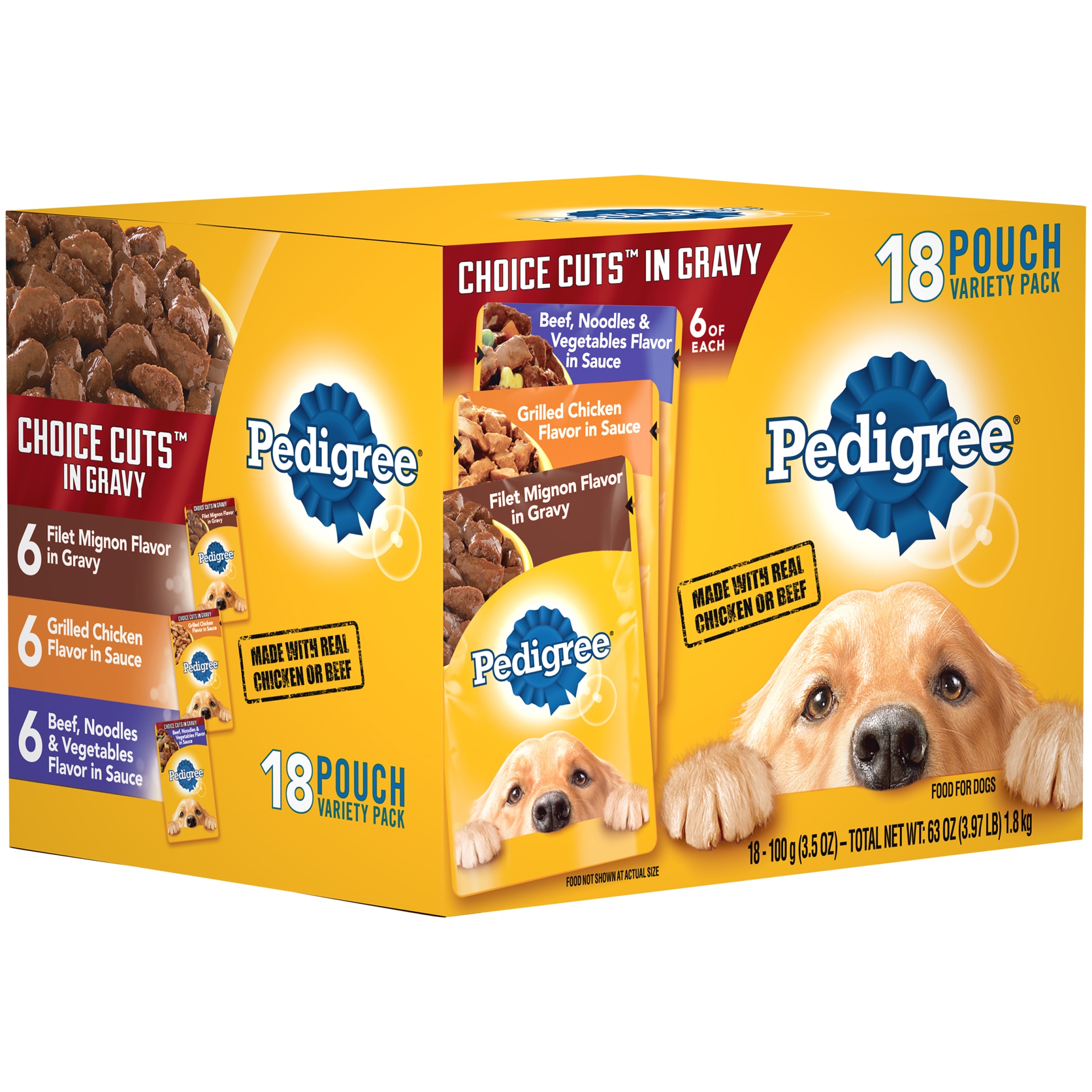 PEDIGREE CHOICE CUTS in Gravy Adult Soft Wet Meaty Dog Food Variety ...