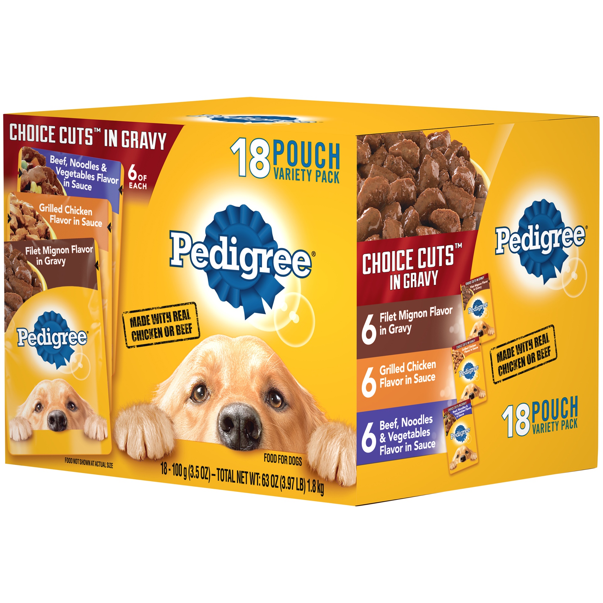 PEDIGREE CHOICE CUTS in Gravy Adult Soft Wet Meaty Dog Food Variety ...