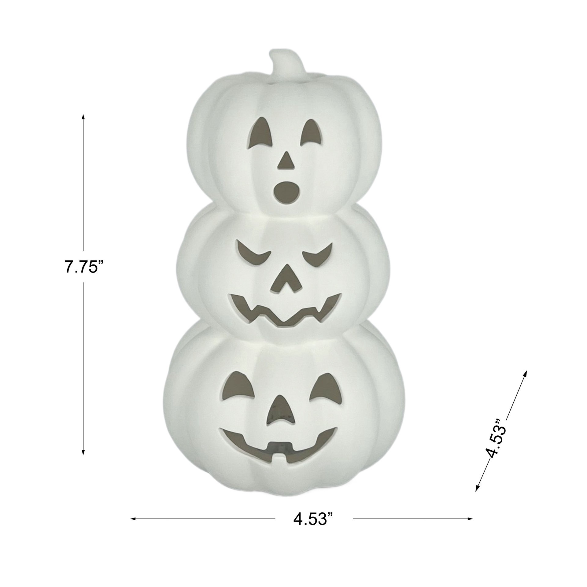 slide 2 of 8, 7.75" Diy Ceramic Led Stacked Jack-O'-Lanterns Decor By Make Market, 4.53 in x 4.53 in x 7.75 in