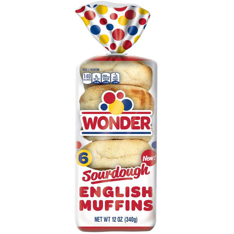 slide 1 of 7, Wonder Bread Sourdough English Muffins, Sourdough English Muffins, Sliced, 6 Count, 6 ct