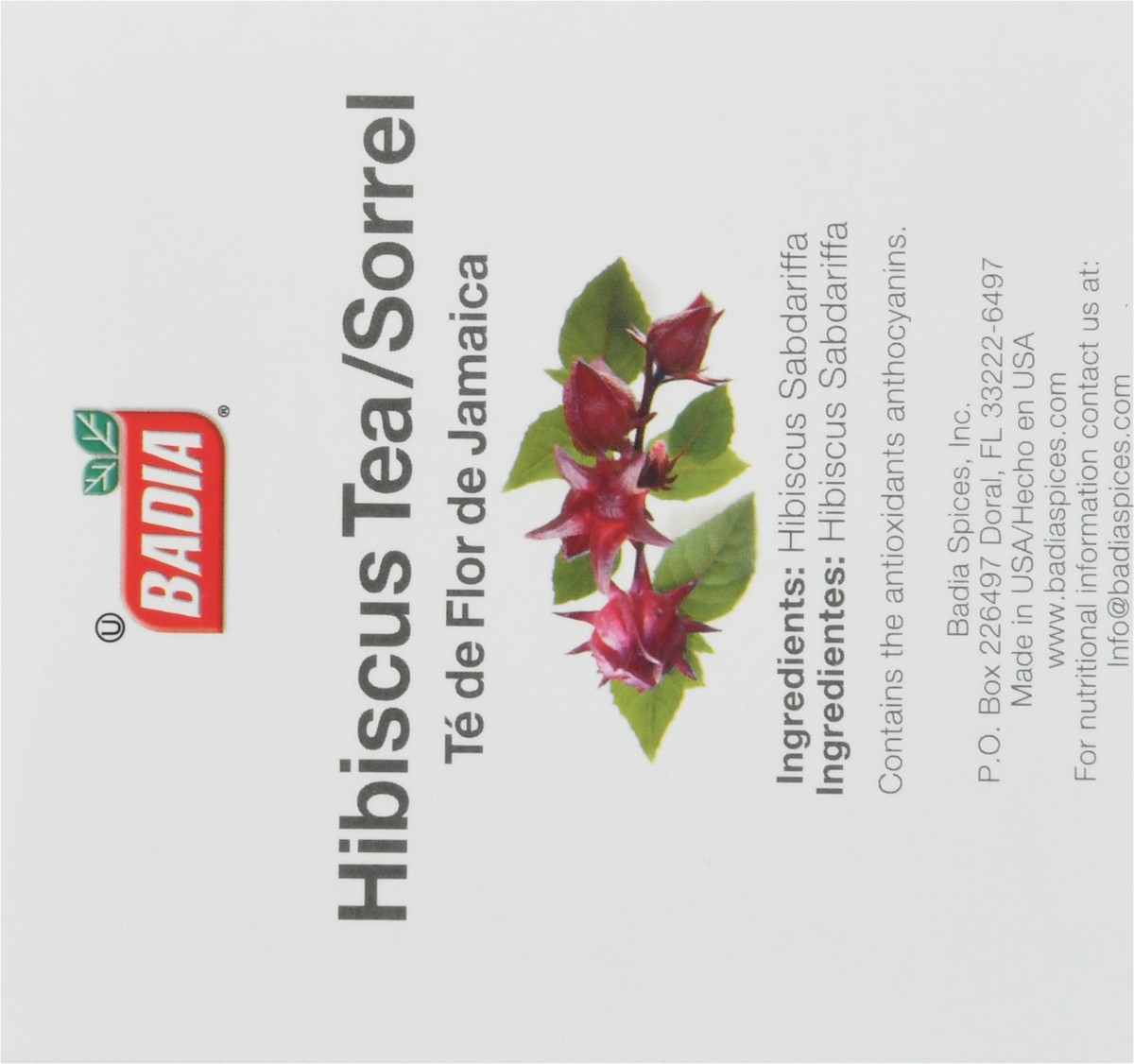 slide 9 of 9, Badia Te De Flor De Jamaica (Hibiscus Tea/Sorrel Tea Bags), 25 x 0.053 oz