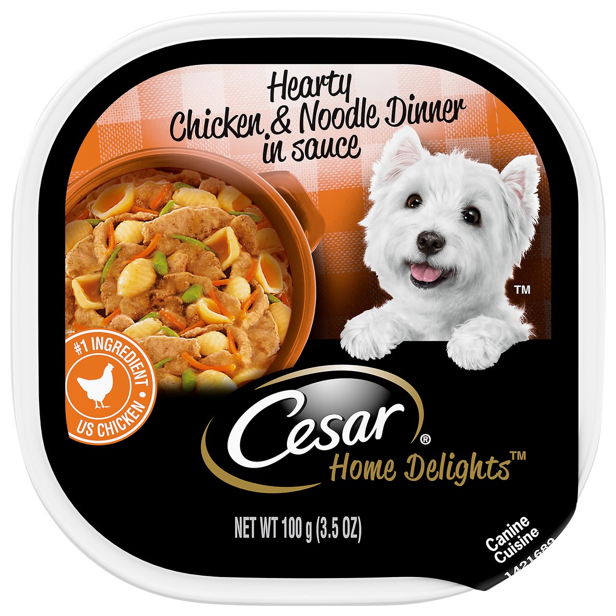 slide 9 of 13, Cesar Home Delights Hearty Chicken & Noodle Dinner in Sauce Canine Cuisine 3.5 oz. Tray, 3.5 oz