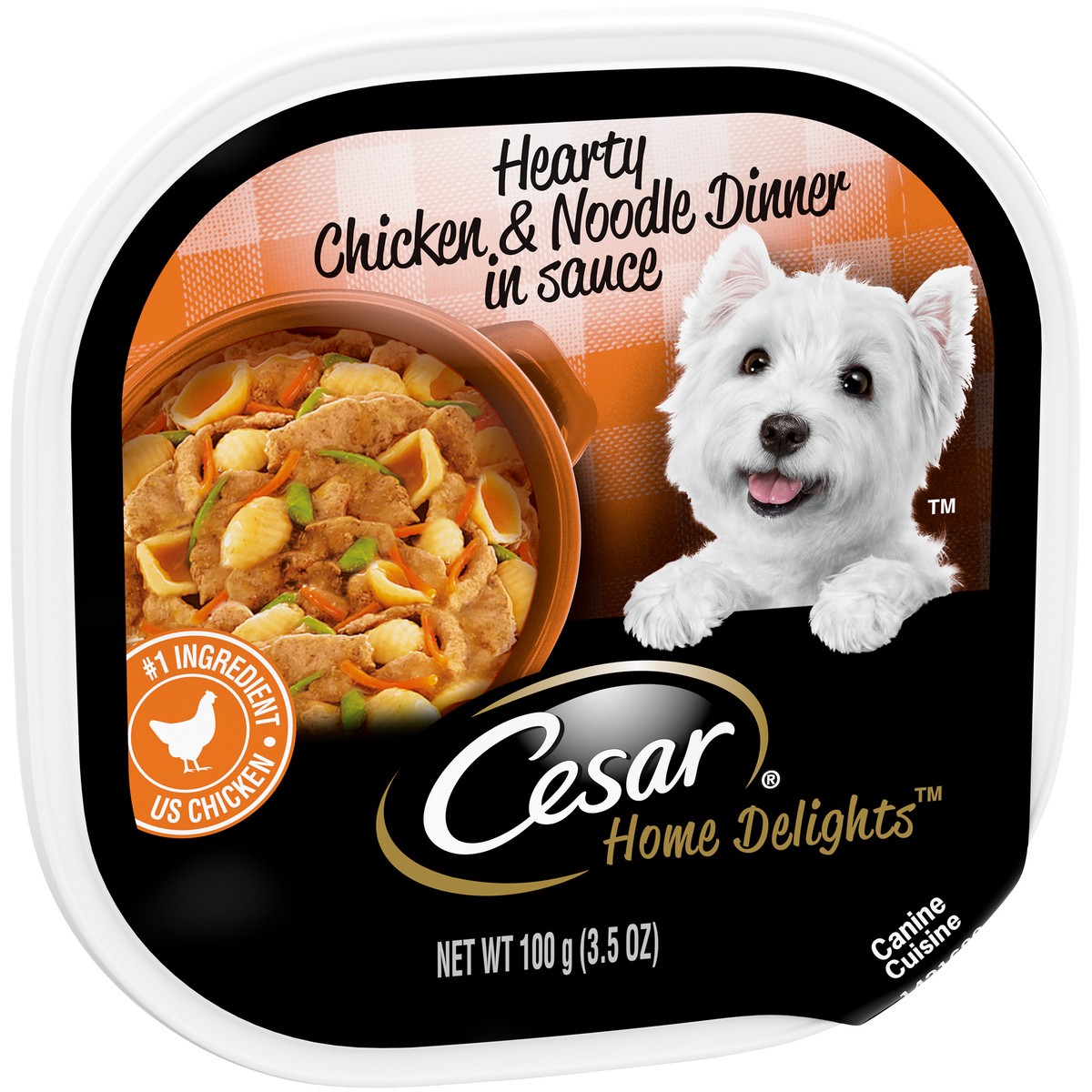 slide 8 of 13, Cesar Home Delights Hearty Chicken & Noodle Dinner in Sauce Canine Cuisine 3.5 oz. Tray, 3.5 oz