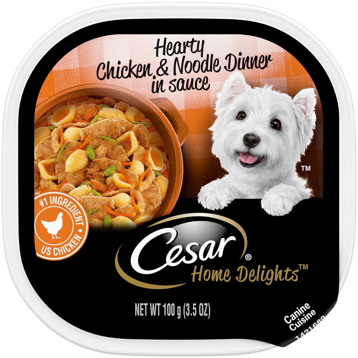 slide 10 of 13, Cesar Home Delights Hearty Chicken & Noodle Dinner in Sauce Canine Cuisine 3.5 oz. Tray, 3.5 oz