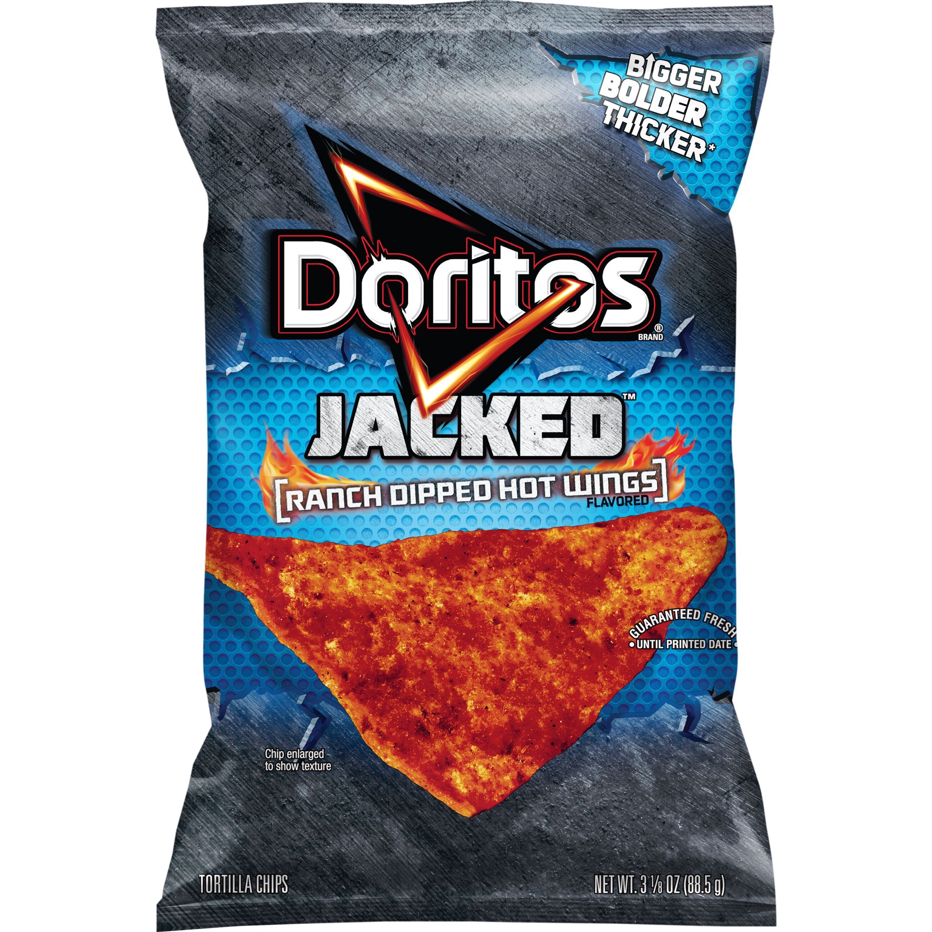 slide 1 of 9, Doritos Jacked Ranch Dipped Hot Wing Tortilla Chips 3.13 Ounce Plastic Bag, 3.12 oz