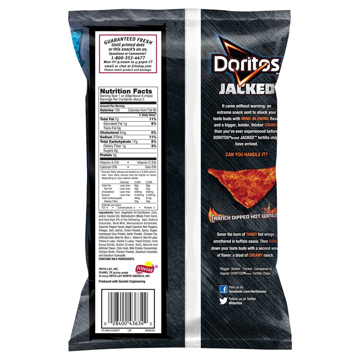 slide 3 of 9, Doritos Jacked Ranch Dipped Hot Wing Tortilla Chips 3.13 Ounce Plastic Bag, 3.12 oz