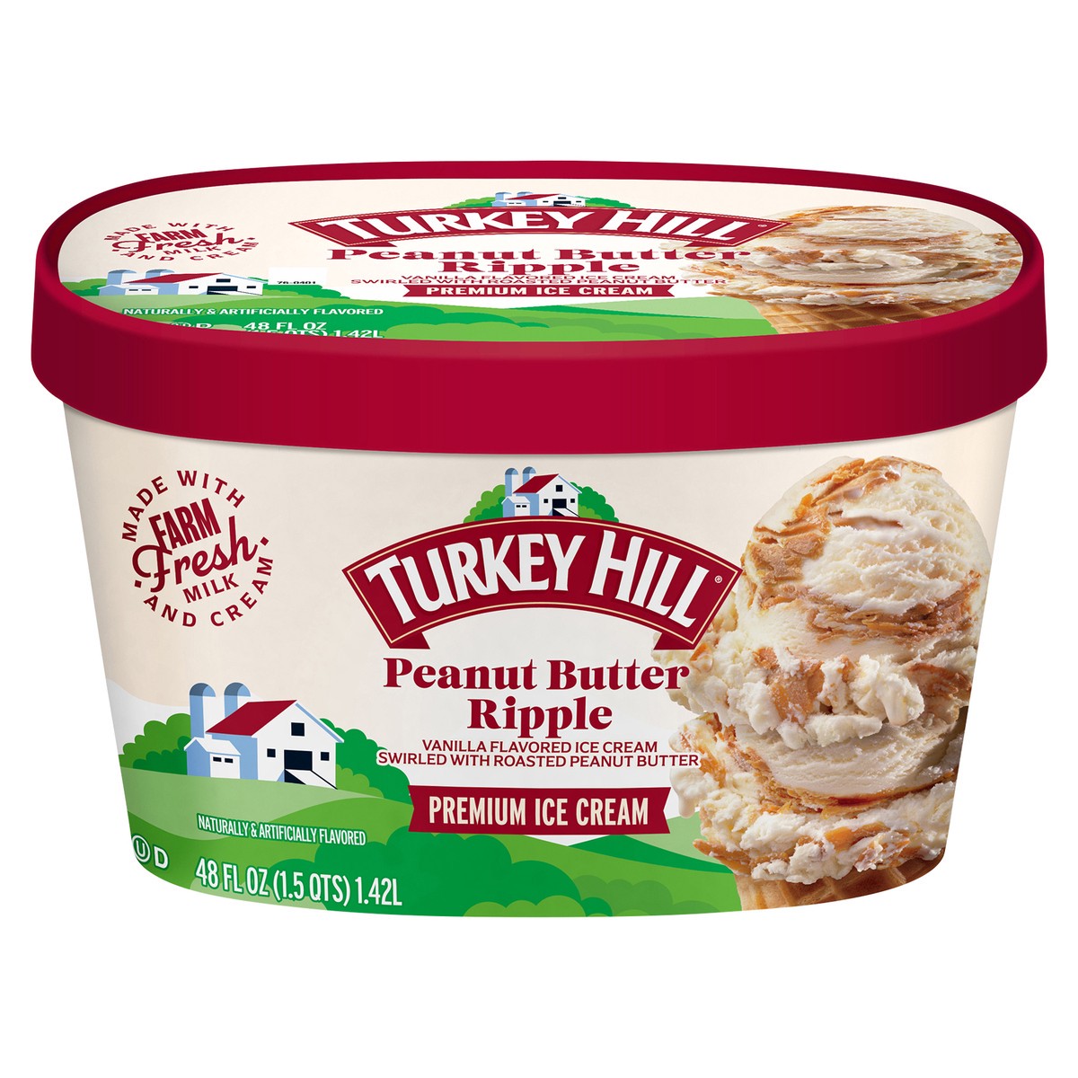 slide 1 of 2, Turkey Hill Peanut Butter Ripple, 48 fl oz