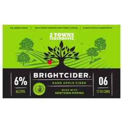 2 Towns Ciderhouse Brightcider Hard Apple Cider 6 - 12 oz Cans
