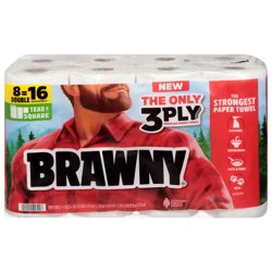 Brawny Tear-A-Square Paper Towels, 8 Double Rolls