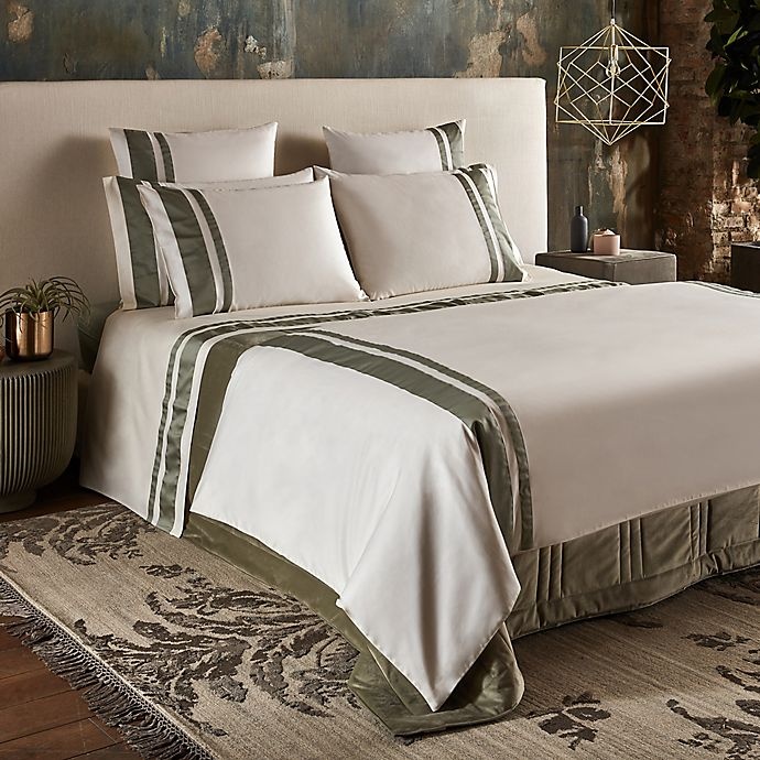 slide 1 of 1, Frette At Home Brenta Queen Duvet Cover - Ivory/Sage, 1 ct