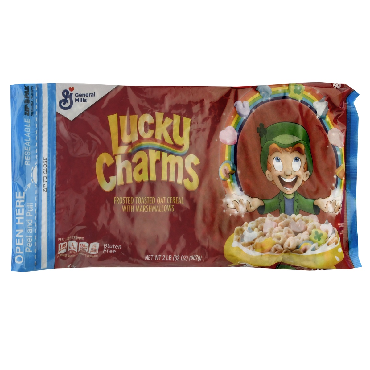 slide 1 of 1, Lucky Charms Frosted Toasted Oat Cereal with Marshmallows 2 lb Bag, 32 oz