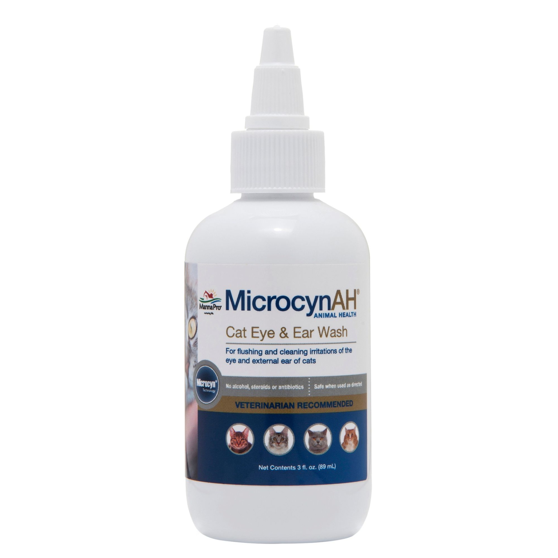 slide 1 of 1, MicrocynAH Cat Eye & Ear Wash, 3 fl oz