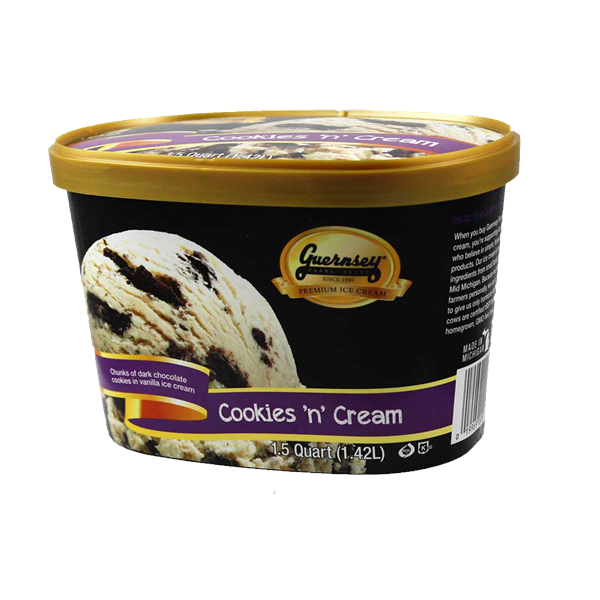 slide 1 of 1, Guernsey Farms Dairy Cookies N' Cream Ice Cream, 48 fl oz