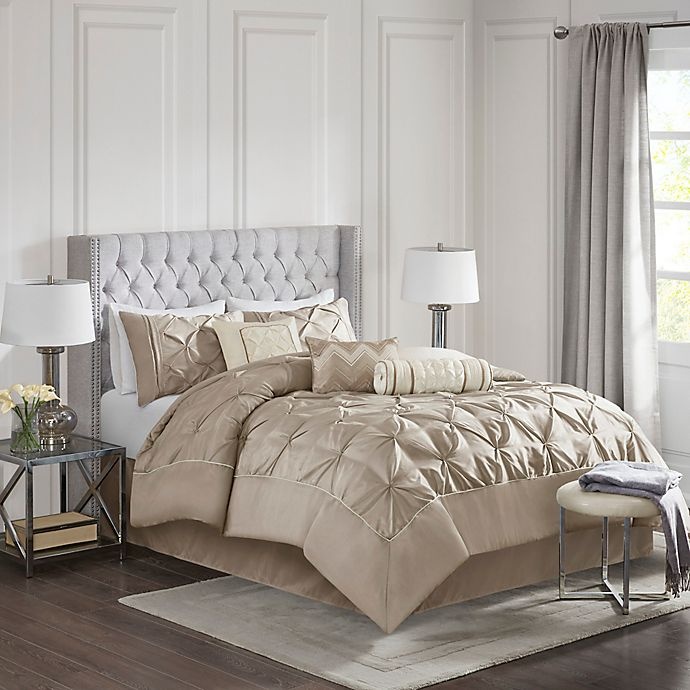 slide 1 of 1, Madison Park Laurel King Comforter Set - Taupe, 7 ct